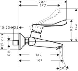 Bild von HANSGROHE Focus Einhebel-Waschtischmischer Aufputz mit extra langem Griff, 31913000 