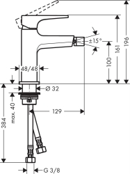 Bild von HANSGROHE Metropol 
Einhebel-Bidetmischer mit Zungengriff und Push-Open Ablaufgarnitur, 32520000