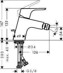 Bild von HANSGROHE Focus Einhebel-Bidetmischer mit Zugstangen-Ablaufgarnitur,  31920000