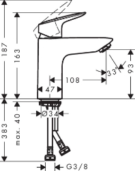 Bild von HANSGROHE Logis Einhebel-Waschtischmischer 100 mit Push-Open Ablaufgarnitur,  71107000