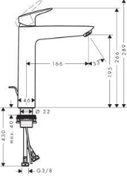 Bild von HANSGROHE Logis Einhebel-Waschtischmischer 190 mit Zugstangen-Ablaufgarnitur,  71090000