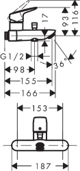 Bild von HANSGROHE Logis Einhebel-Wannenmischer Aufputz,  71430000