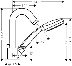 Bild von HANSGROHE Logis 3-Loch Einhebel-Wannenrandmischer,  71310000