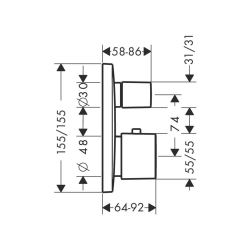 Bild von HANSGROHE PuraVida Thermostat Unterputz mit Ab- und Umstellventil,  15771000