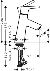 Bild von HANSGROHE Talis S Einhebel-Waschtischmischer 80 mit Zugstangen-Ablaufgarnitur,  72010000