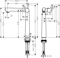 Bild von HANSGROHE Talis S Einhebel-Waschtischmischer 250 mit Zugstangen-Ablaufgarnitur,  72115000