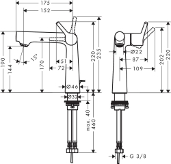 Bild von HANSGROHE Talis S Einhebel-Waschtischmischer 140 mit Zugstangen-Ablaufgarnitur,  72113000