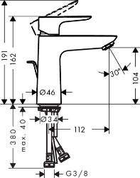 Bild von HANSGROHE Talis E Einhebel-Waschtischmischer 110 CoolStart mit Zugstangen-Ablaufgarnitur,  71713000