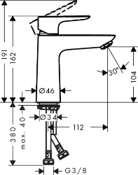 Bild von HANSGROHE Talis E Einhebel-Waschtischmischer 110 CoolStart ohne Ablaufgarnitur,  71714000