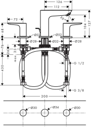 Bild von HANSGROHE Talis E 3-Loch Waschtischarmatur mit Zugstangen-Ablaufgarnitur,  71733000