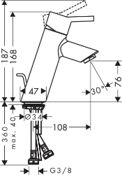 Bild von HANSGROHE Talis Einhebel-Waschtischmischer 80 mit Zugstangen-Ablaufgarnitur,  32040000