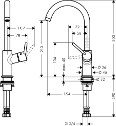 Bild von HANSGROHE Talis Einhebel-Waschtischmischer 210 mit Push-Open Ablaufgarnitur und Schwenkauslauf 120°,  32082000