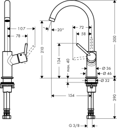 Bild von HANSGROHE Talis Einhebel-Waschtischmischer 210 mit Push-Open Ablaufgarnitur und Festauslauf,  32080000