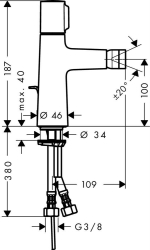 Bild von HANSGROHE Talis Select S Einhebel-Bidetmischer mit Zugstangen-Ablaufgarnitur,  72202000