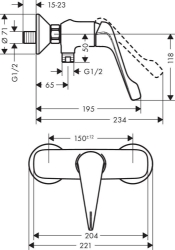 Bild von HANSGROHE Novus Einhebel-Brausemischer Aufputz mit extra langem Griff,  71926000