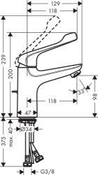 Bild von HANSGROHE Novus Einhebel-Waschtischmischer 100 mit Zugstangen-Ablaufgarnitur und extra langem Griff,  71921000