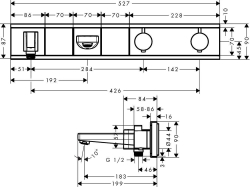 Bild von HANSGROHE RainSelectFertigset Unterputz für 2 Verbraucher Wanne,  15359000