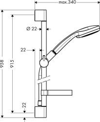 Bild von HANSGROHE Croma 100 Multi Handbrause/Unica'C Brausestange 0,90 m Set,  27774000