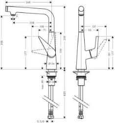 Bild von HANSGROHE Talis Select S Einhebel-Küchenmischer 300 mit Schwenkauslauf,  72820000