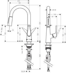 Bild von HANSGROHE Talis S Einhebel-Küchenmischer 160 mit Ausziehbrause,  72815000