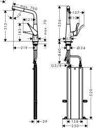 Bild von HANSGROHE M71 Metris Einhebel-Küchenmischer 320 mit Ausziehauslauf und sBox,  73812000