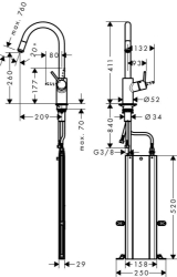 Bild von HANSGROHE M52 Talis S² Einhebel-Küchenmischer mit Ausziehauslauf und sBox,  73864000