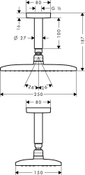 Bild von HANSGROHE Raindance E 240 Air 1jet Kopfbrause mit Deckenanschluss 100 mm,  27380000