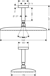 Bild von HANSGROHE Raindance E 360 Air 1jet Kopfbrause mit Deckenanschluss 100 mm,  27381000