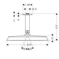 Bild von HANSGROHE Raindance Classic 240 Air 1jet Kopfbrause mit Deckenanschluss 100 mm,  27405000