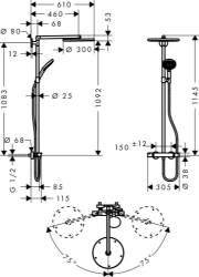 Bild von HANSGROHE Raindance Select S 300 1jet Showerpipe,  27114000