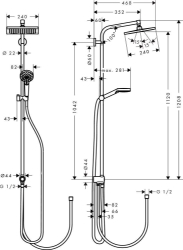 Bild von HANSGROHE Crometta E 240 1jet Showerpipe Reno EcoSmart 9 l/min,  27289000