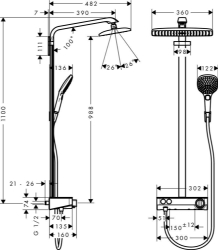 Bild von HANSGROHE Raindance Select E 360 1jet ST Showerpipe,  27288000