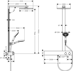 Bild von HANSGROHE Raindance E 300 1jet Showerpipe 600 ST,  27363000