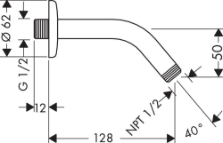 Bild von HANSGROHE Brausearm 128 mm,  27411000