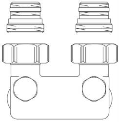 Bild von OVENTROP Umlenkstück mit Absperrung G ½ AG x G ¾ AG, Ms, vernickelt, Winkelform, 50 mm, Art.Nr. : 1016463