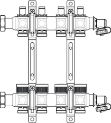 Bild von OVENTROP Edelstahl-Verteiler „Multidis SF“ für Flächenheizung mit integrierten Reguliereinsätzen, für 9 Kreise, Art.Nr. : 1405559