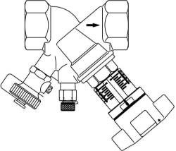 Bild von OVENTROP Strangregulierventil „Hydrocontrol VTR“ DN 32, mit 1 Messventil und 1 Kugelhahn, Rg, Art.Nr. : 1060310