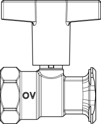 Bild von OVENTROP Pumpenkugelhahn „Optibal P“ ohne Sperrventil, DN 32, Rp 1 1/4 x G 2, Ms, Art.Nr. : 1078372