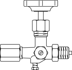 Bild von OVENTROP Manometerabsperrventil G  1/2 AG, PN 250, Prüfzapfen, Messing/Niro, Art.Nr. : 1115104