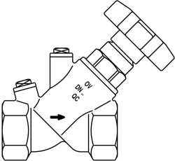 Bild von OVENTROP KFR-Ventil „Aquastrom KFR" IG/IG DN 32, Rp 1 1/4 x Rp 1 1/4, ohne Entleerung, Rg, Art.Nr. : 4205810