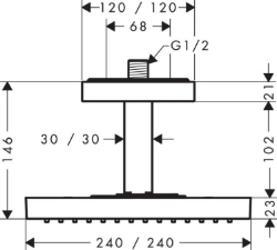 Bild von AXOR ShowerCollection Kopfbrause 240/240 1jet mit Deckenanschluss, Art.Nr. 10929000