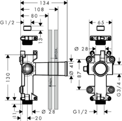 Bild von AXOR One Grundkörper für One Absperrventil Unterputz, Art.Nr. 45770180