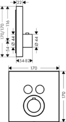 Bild von AXOR ShowerSelect ShowerSelect Thermostat Square für 2 Verbraucher Unterputz, Art.Nr. 36715000