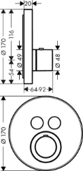 Bild von AXOR ShowerSelect ShowerSelect Thermostat Round für 2 Verbraucher Unterputz, Art.Nr. 36723000