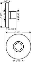 Bild von AXOR ShowerSelect ShowerSelect Thermostat Highflow Round Unterputz, Art.Nr. 36721000