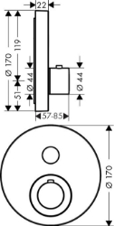 Bild von AXOR ShowerSelect ShowerSelect Thermostat Round für 1 Verbraucher Unterputz, Art.Nr. 36722000