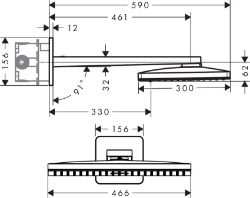 Bild von AXOR ShowerSolutions Kopfbrause 460/300 3jet mit Brausearm und Softcube Rosette, Art.Nr. 35276000