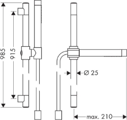 Bild von AXOR Starck AXOR Starck Brauseset 0,90 m mit Stabhandbrause 2jet, Art.Nr. 27980000