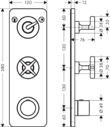 Bild von AXOR Citterio E Thermostatmodul Unterputz 380/120 für 2 Verbraucher, Art.Nr. 36703000