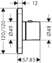 Bild von AXOR Citterio E Thermostatmodul 120/120 Unterputz, Art.Nr. 36702000